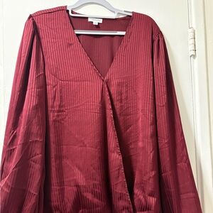 Maroon V-Neck Blouse